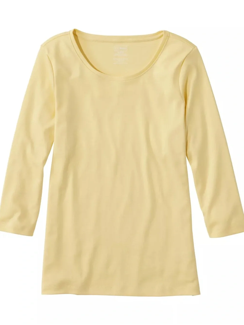 Women's Pima Cotton Shaped Tee, Three-Quarter-Sleeve Jewelneck